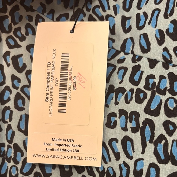 SARA CAMPBELL short sleeve blue leopard print top.NWT - Picture 4 of 12